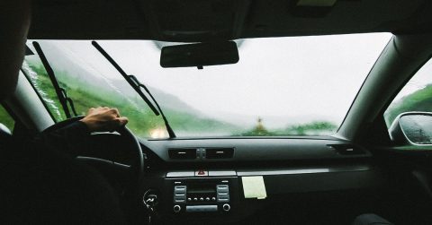 Man Driving on a Rainy Day