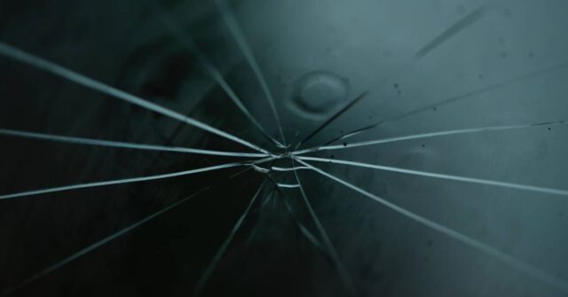 Close up of cracked glass