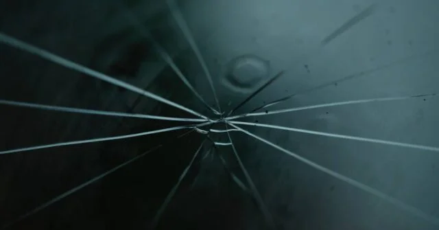 Close up of cracked glass