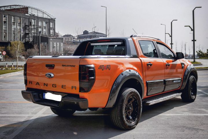 A Ford Ranger Pick-up Truck is displayed in an empty parking lot.