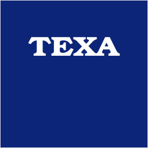 Texa written on blue background