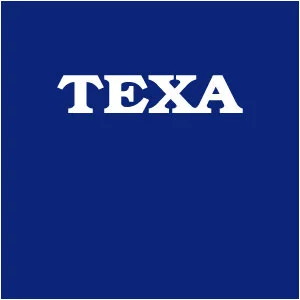 Texa written on blue background